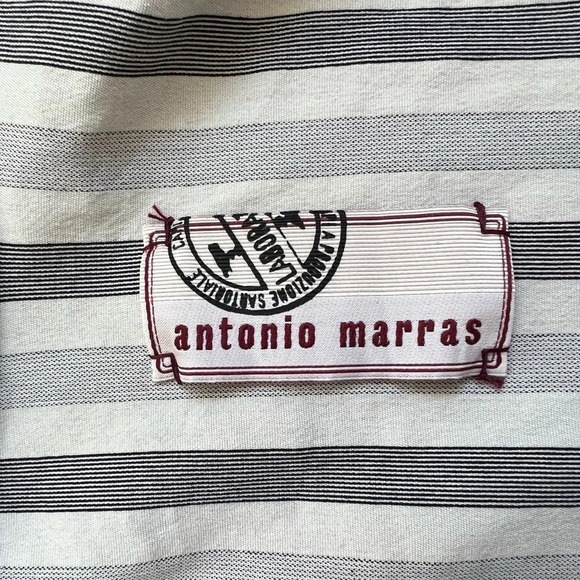 Antonio Marras Wrap Stripped Long Sleeve V-neck Black top Sz IT 42 US 6 - Picture 6 of 7